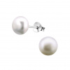 Strieborné náušnice napichovacie Perlové guličky biele