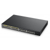 Zyxel GS1900-48HP v2 50portový gigabitový webový inteligentný PoE prepínač, 48x gigabitový RJ45 (24x PoE), 2x SFP, rozpočet PoE 170W