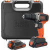 BLACK+DECKER Príklepová dvojrýchlostná aku vŕtačka, 2x aku, nabíjačka BCD003C2K