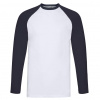 Pánske tričko Fruit of the Loom Baseball T LS - biele-navy, S