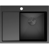Mexen Exar, 1-komorový nerezový drez s odkvapkávačom, pravý, 620 x 480 mm, čierna, 6432621005P-70