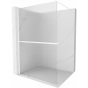 Mexen Kioto+, sprchová zástena Walk-In s poličkou a vešiakom 140 x 200 cm, 8mm sklo s rebrovým vzorom, biely profil, 800-140-121-20-09