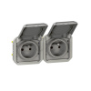 Legrand Plexo IP55 Zásuvka 2x2P+T, prístroj, predkáblovaná, vodorovná, 16A, 230V, Sivá