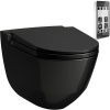 LAUFEN Cleanet Riva sprchová toaleta, závesná WC misa Rimless s hlbokým splachovaním, s doskou na sedenie, 395 x 605 mm, lesklá čierna, H8206910600001