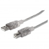 Manhattan 345408 USB kábel 5 m USB 2.0 USB A USB B Strieborná (345408)