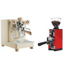 Lelit Bianca PL162T V3, gold + Eureka Mignon Libra 65 All Purpose, CR ferrari red