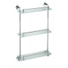 SAPHO X-ROUND E sklenená polička trojitá s hrazdou 380x675x130mm, chróm (104202132) XR608