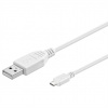 PremiumCord kabel micro USB 2.0, A-B 3m, bílá ku2m3fw