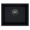 Sink Quality Crypton 55, kuchynský granitový drez 460x375x205 mm + čierny sifón, čierna škvrnitá, SKQ-CRY.B.1KBO.55.XB
