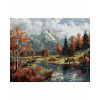 Diamondi Diamantové maľovanie - JELEŇ PRI RIEKE, HORY A JESENNÉ STROMY Rámovanie: vypnuté plátno na rám, Rozmer: 40x50 cm