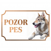 Československý vlčiak - Kovová tabuľka POZOR PES