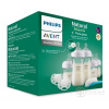 AVENT Novorodenecká SADA Natural Response sklenená fľaša 5x (3x 120 ml, 0m+; 2x 240 ml, 1m+) 2x cumlík, kefka na fľašu,