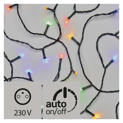 EMOS LED vonkajšia vianočná reťaz CLASSIC LIGHTS, 100xLED, viacfarebné svetlo, 10m, časovač, zelená