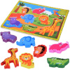 mamido Drevené puzzle skladačka safari zvieratká 7 dielov priraď tvary ZA5256