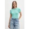 Tommy Jeans basic tričko dámske bavlnené DW0DW22302 tyrkysová L