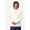 Bavlnené tričko s dlhým rukávom Carhartt WIP AMMONITE L/S Pocket T-Shirt I030437-WHITE, biela farba, jednofarebné,