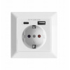 Orno Jednoduchá zásuvka 2P+Z (Schuko), USB-A + USB-C, výstup 5VDC, max. 2,8A