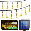 Solárny závesný veniec 20 LED slzičiek záhradná lampa 580 cm sople teplá farba