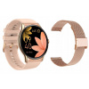 Inteligentné hodinky GlacierX Sphere Gold, ružové (Smartwatch dámske hodinky ROUND NOTIFICATIONS pulzný tlak s NÁRAMKOM)