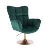 LuxuryForm DESIGN Kozmetické kreslo AURORA VELUR na zlatom tanieri - zelené
