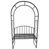 Pergola záhradná s lavičkou čierna 115x45x208cm 45951