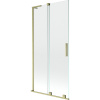 Mexen Velar L, 2-krídlová posuvná vaňová zástena 90 x 150 cm, 8mm číre sklo, zlatý matný profil, 896-090-003-01-55