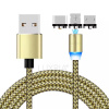 Luxria Led Magnetic Cable - Magnetický USB kábel s tromi koncovkami Farba: Zlatá