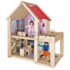 Drevený domček pre bábiky Doll's House Eichhorn komplet vybavený s nábytkom a 2 figúrkami výška 41 cm EH2501