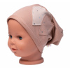 Detská čiapka bavlna, Srdiečka s kamienkami, Baby Nellys, cappuccino, veľ. 104/134 80-86 (12-18m)