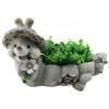 MagicHome Dekoracia Gecco 4007, Slimák s kvetináčom, magnesia, 46x22x28 cm