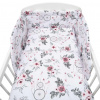 NEW BABY 3-dielne posteľné obliečky New Baby 90/120 cm biele kvety a pierka
