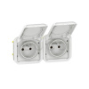 Legrand Plexo IP55 Zásuvka 2x2P+T, prístroj, predkáblovaná, vodorovná, 16A, 230V, Biela