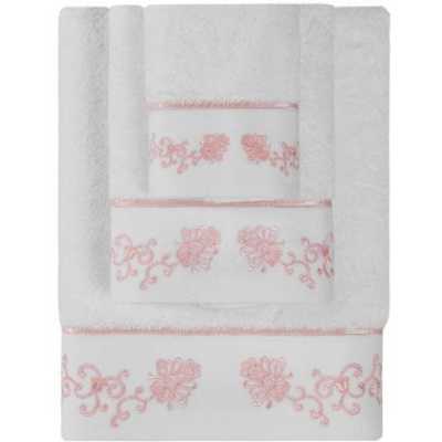 SOFT COTTON Uterák Soft Cotton Malý uterák Diara 30 x 50 cm, biela - ružová výšivka
