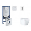 Grohe Rapid SLX Set predstenovej inštalácie, klozetu, dosky SoftClose a tlačidla Skate Cosmopolitan, Triple Vortex, Moon White SANI11BB3107-GR