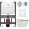 CERANO - Závesné WC s bidetom Cronus Standard - biela lesklá - tlačidlo Prime/Dualo, biele - závesné - nízky modul - predstenová inštalácia / sadrokartón - 59,3x38,4 cm