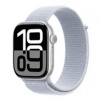 Apple Watch Series 10 GPS 46mm Strieborné hliníkové telo - Oblačne modrý prevliekací remienok / 130-200 mm
