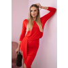 Legínovo Asymetrické šaty, červené s 3/4 rukávom Farba: Červená, Veľkosť: UNI
