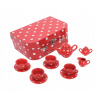 Bigjigs Toys bodkovaný porcelánový čajový set červený