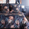 Eurofirany Obliečky 220x200 cm saténové s kvetinovým motívom, tmavomodré a hrdzavé