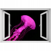 Self -adhézne 3D okno Pink Jellyfish 90x60 (Self -adhézne 3D okno Pink Jellyfish 90x60)
