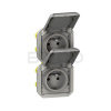 Legrand Plexo IP55 Zásuvka 2x2P+T, prístroj, predkáblovaná, zvislá, 16A, 230V, Sivá