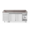 2-dverový chladiaci stôl na pizzu so 7 zásuvkami a granitovou pracovnou doskou, Arktic, 250L, 230V/250W, 2020x802x(H)1000mm