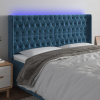 Čelo postele s LED tmavě modré 183 x 16 x 118/128 cm samet Modrá 3124448