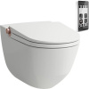 LAUFEN Cleanet Riva sprchová toaleta, závesná WC misa Rimless s hlbokým splachovaním, s doskou na sedenie, 395 x 605 mm, biela, s povrchom LCC, H8206914030001