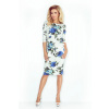 Dámske športové šaty netopierie strih s vreckami na zaväzovanie kvetované modré - Biela / S - Numoco S bílá s květinovým vzorem