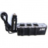 Adaptér do auta WG 3x 12V + USB s predĺžením (2293) čierny