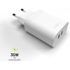 Sieťová nabíjačka FIXED s 2x USB-C výstupom, podpora PD, 35W, biela FIXC35-2C-WH