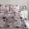 Eurofirany Obliečky 160x200 cm saténové s kvetinovým motívom, púdrové a fialové