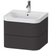 DURAVIT Happy D.2 Plus c-shaped závesná skrinka s nábytkovým umývadlom s otvorom, 2 zásuvky, 575 x 490 x 480 mm, grafit super matná, HP4345O8080