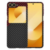 Techsuit Carbonite FiberShell ochranný obal pre Samsung Galaxy Z Flip6 – červený vortex KF2335339